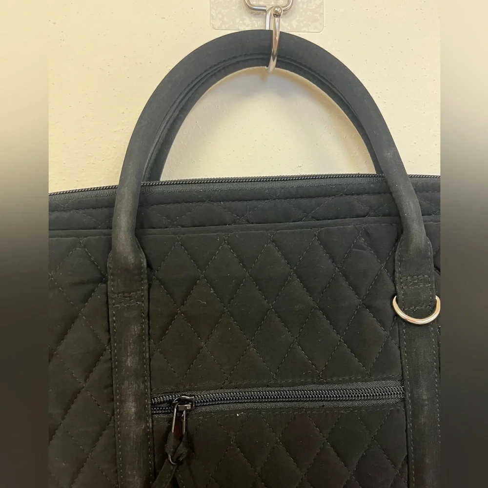 Vera Bradley Quilted Black Laptop Bag Organizer Business Casual Professional